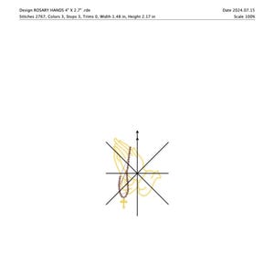 May include: A gold-colored image of two hands clasped in prayer with a rosary and a cross. A dove is flying above the hands. The image is centered on a white background.
