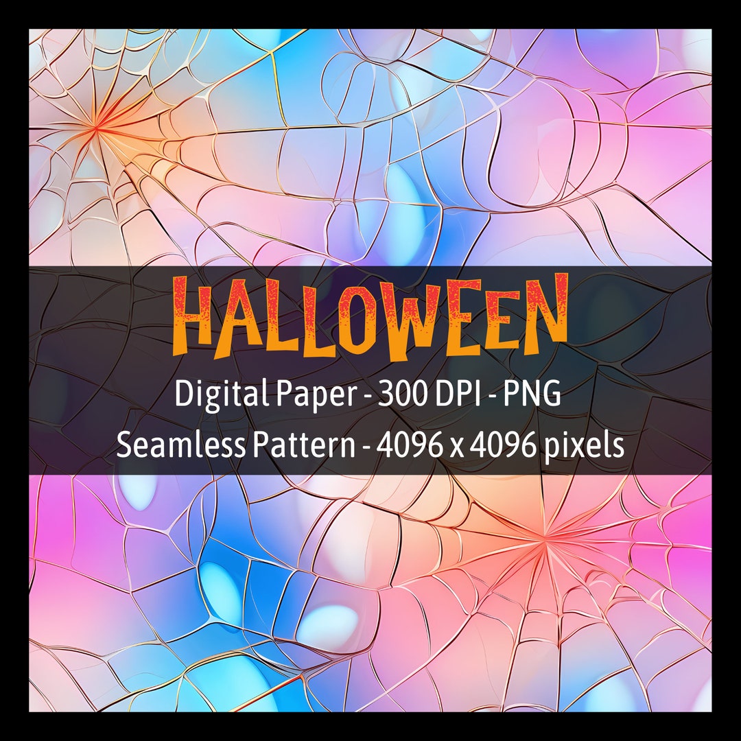 Halloween Pastel Spiderweb Tie Dye Digital Paper Seamless Pattern ...