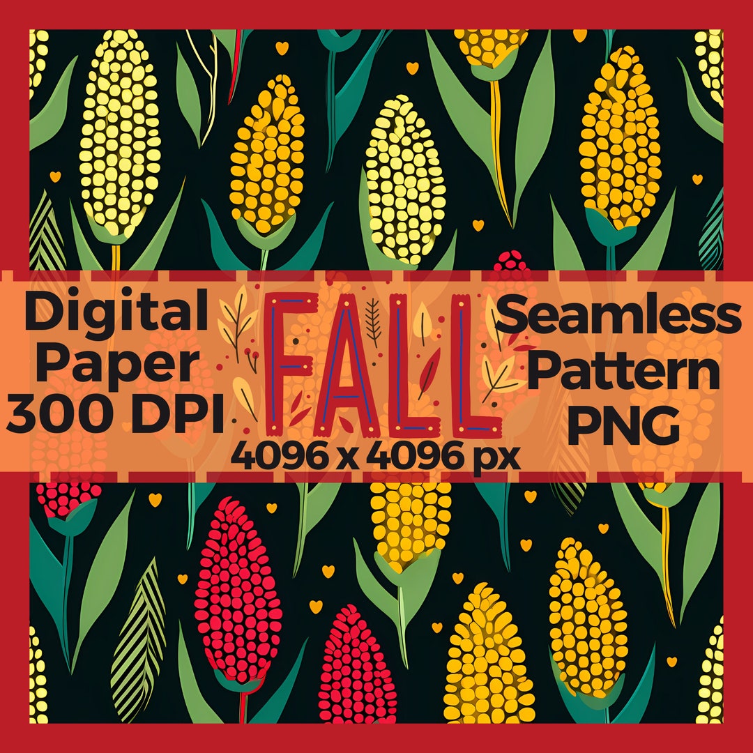 Fall Colorful Corn Farm Digital Paper Seamless Pattern Printable ...