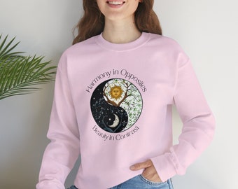 Yin & Yang Sweat, Harmony in Opposites, Beauty in Contrast, Tree of Life cloth, Thoughtful gift idea, Unisex Heavy Blend Crewneck Sweatshirt