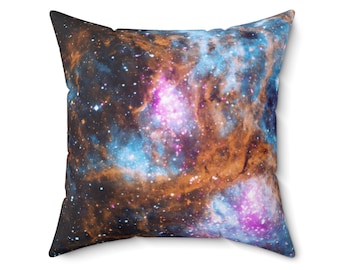 Lobster Nebula Pillow: Celestial Home Decor, Nebula Art for Space Lover, Starry Night Room Accent, Celestial Beauty, Spun Polyester Pillow