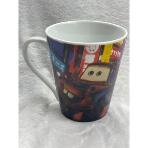Disney Pixar Cars Lightning McQueen Mater Tokyo Cityscape Ceramic Coffee Mug image 2