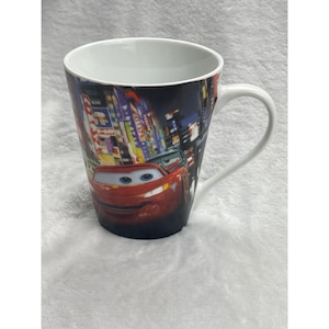 Disney Pixar Cars Lightning McQueen Mater Tokyo Cityscape Ceramic Coffee Mug image 1