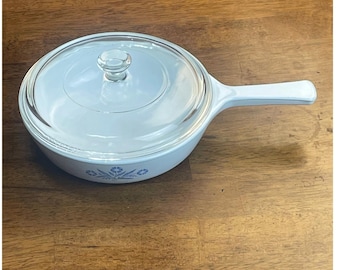 Corning Ware Blue Cornflower 6.5" Skillet P-83-B with Pyrex Lid P-83-C Vintage