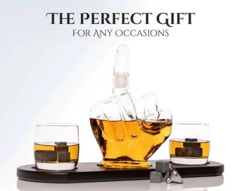 Unapologetically Bold: Middle Finger Whiskey/Wine Decanter Set - 1000ml of Provocative Elegance. Sip with Attitude