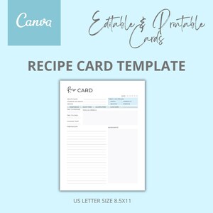 Recipe Template | Editable & Printable Canva Template | Organize and Share Your Favorite Recipes