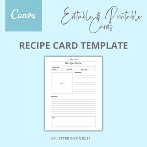 Recipe Template | Editable & Printable Canva Template | Organize and Share Your Favorite Recipes