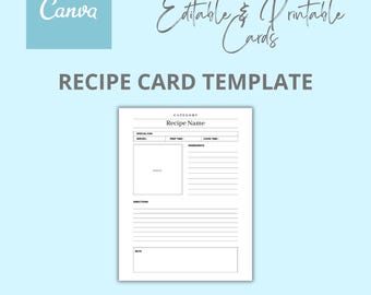 Recipe Template | Editable & Printable Canva Template | Organize and Share Your Favorite Recipes