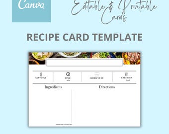 Recipe Template | Editable & Printable Canva Template | Organize and Share Your Favorite Recipes
