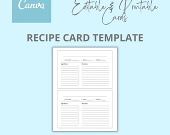 Recipe Template | Editable & Printable Canva Template | Organize and Share Your Favorite Recipes