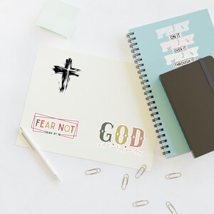 Christian Encouragement Sticker Sheets Set of 4, Motivational Inspirational Bible Verse Planner Stickers, Faith Journal Scrapbooking,