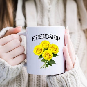 Yellow Rose Mug Flower Coffee Mug Kitchen Decor, Yellow Rose For Friendship, One Of A Kind Design, Best Friend Gardener Gift, Rose Lover