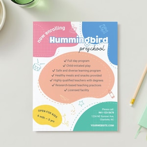 BEWERKBARE Preschool inschrijving registratie flyer, dagopvang flyer, kleuterschool open inschrijving, terug naar school uitnodigen, Instant Download