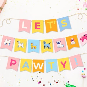 Welpen Party Girlande, Let&#39;s Pawty Dekoration, Hund Thema Geburtstagsparty, Adopt a Welpe Geburtstag Dekor, sofort Download