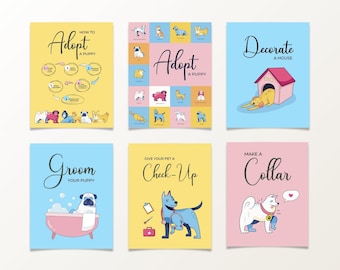 EDITABLE Set of 6 Adopt a Puppy Party Game Signs, Puppy Party, Dog Adoption Birthday Party, Pawty Signs, Canva Template, Instant Download
