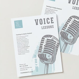 Folheto de aulas de voz EDITÁVEL, modelo de folheto de inscrição aberta para aulas de voz, design moderno, download instantâneo