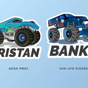 CUSTOM Name Monster Trucks Stickers, Personalized Durable Vinyl Kiss-Cut Stickers, Monster Jam Stickers image 6