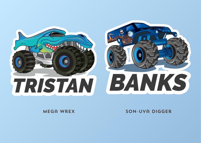 CUSTOM Name Monster Trucks Stickers, Personalized Durable Vinyl Kiss-Cut Stickers, Monster Jam Stickers image 6