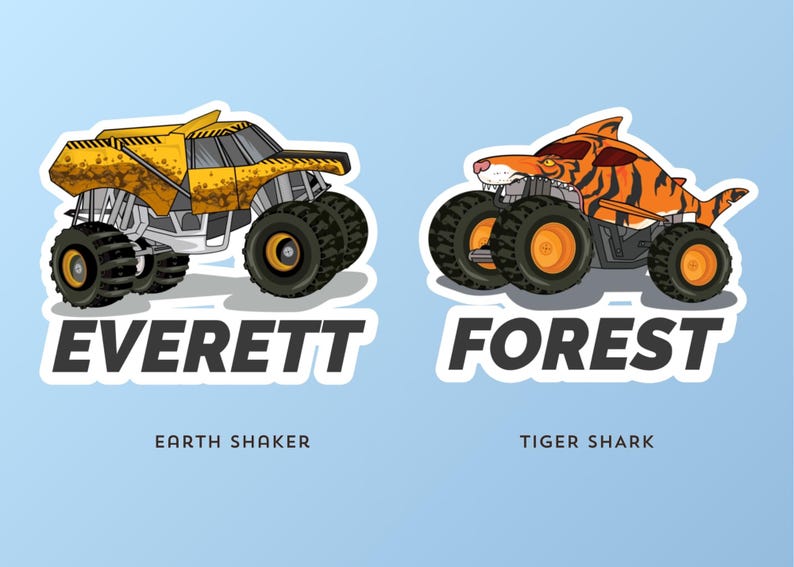 CUSTOM Name Monster Trucks Stickers, Personalized Durable Vinyl Kiss-Cut Stickers, Monster Jam Stickers image 9