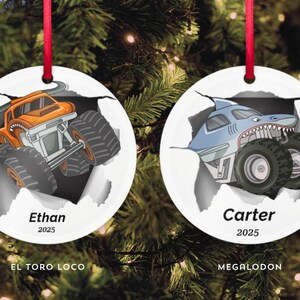 Custom Christmas Ornament, Monster Truck Christmas Tree Hanging Decor, Flat 2D Ornament Acrylic, Personalized Ornament, Monster Jam Ornament image 4