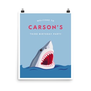 EDITABLE Shark Theme Birthday Welcome Sign, Jaws Theme party Template, Instant Download