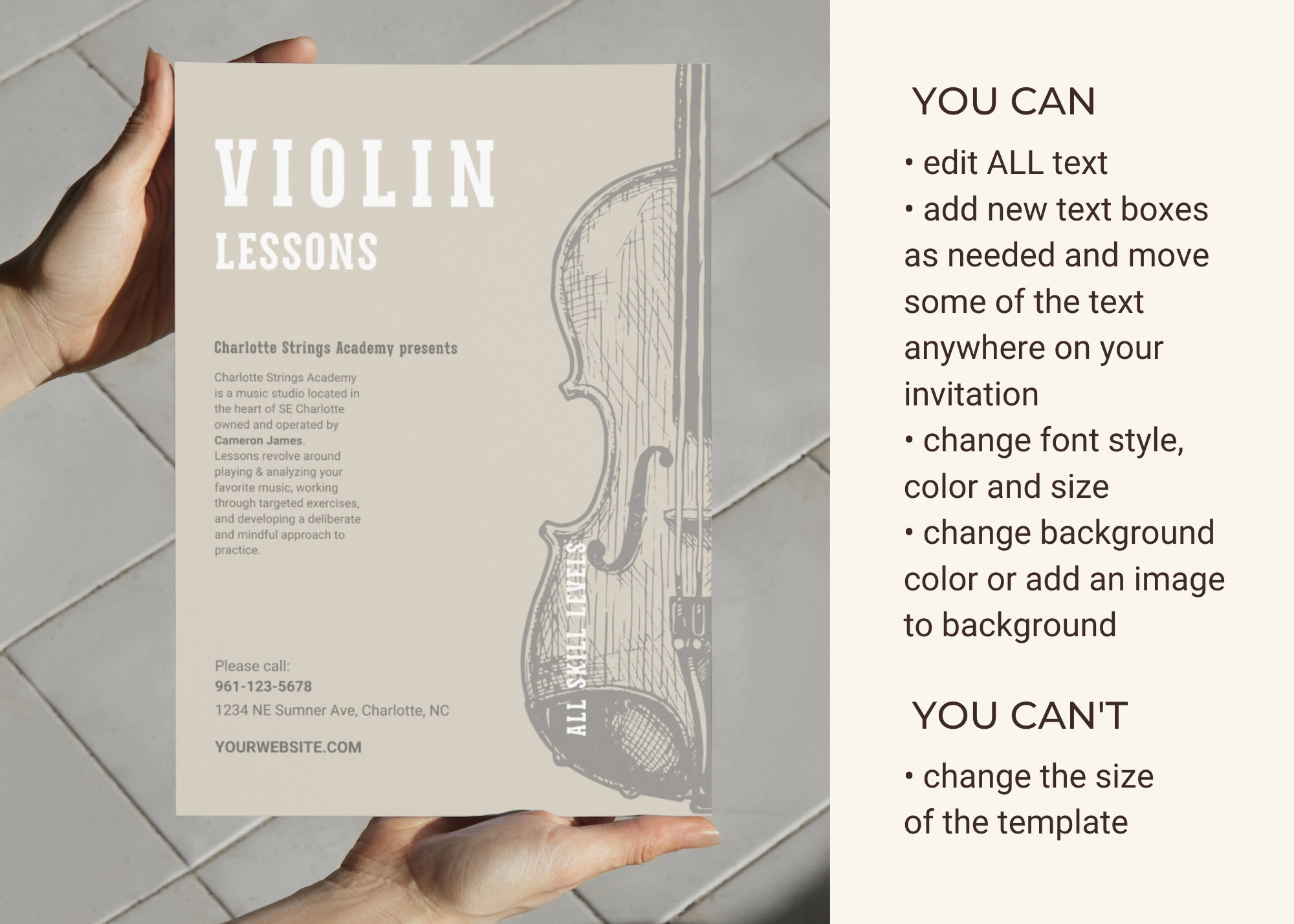 Lesson Flyer Viola EDITABLE Violin Lessons Flyer, Violin Classes Open Enrollment Flyer ...