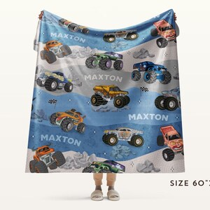 Personalisierte Monster Trucks Decke, Weihnachtsgeschenk, Jungenzimmer Dekor, Minky Decke, benutzerdefinierte Monster Jam Decke Bild 8