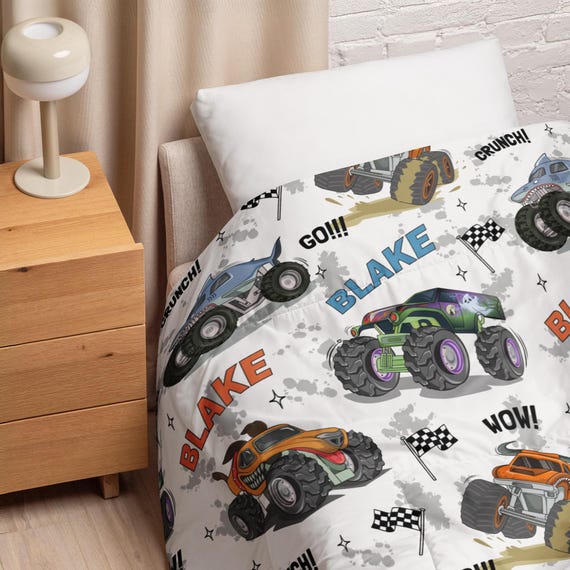 monster jam monster truck twin comforter Buy Custom Monster Trucks Comforter, Personalized Bedding, Boys Room Decor,  Nursery Decor Online in India