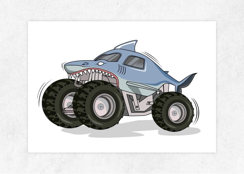 Monster Trucks Posters, Art Print, Monster Jam Prints, Boys Room Decor
