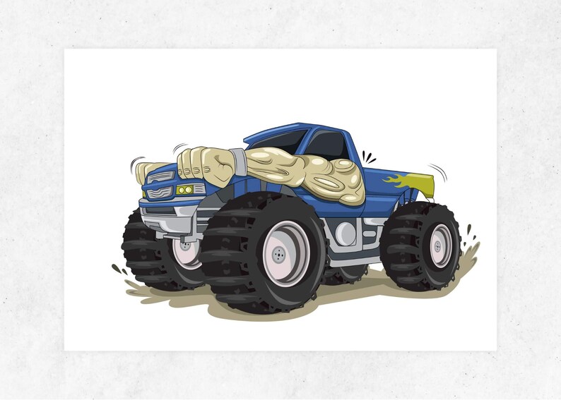 Monster Trucks Posters, Art Print, Monster Jam Prints, Boys Room Decor