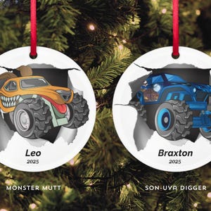 Custom Christmas Ornament, Monster Truck Christmas Tree Hanging Decor, Flat 2D Ornament Acrylic, Personalized Ornament, Monster Jam Ornament image 8