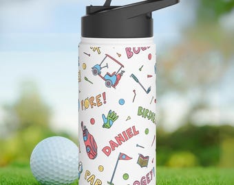 Personalized Golfing Water Bottle, Custom Stainless Steel Water Bottle, Christmas Gift, Birthday Gift, Golf Gift, Anniversary Gift for Him