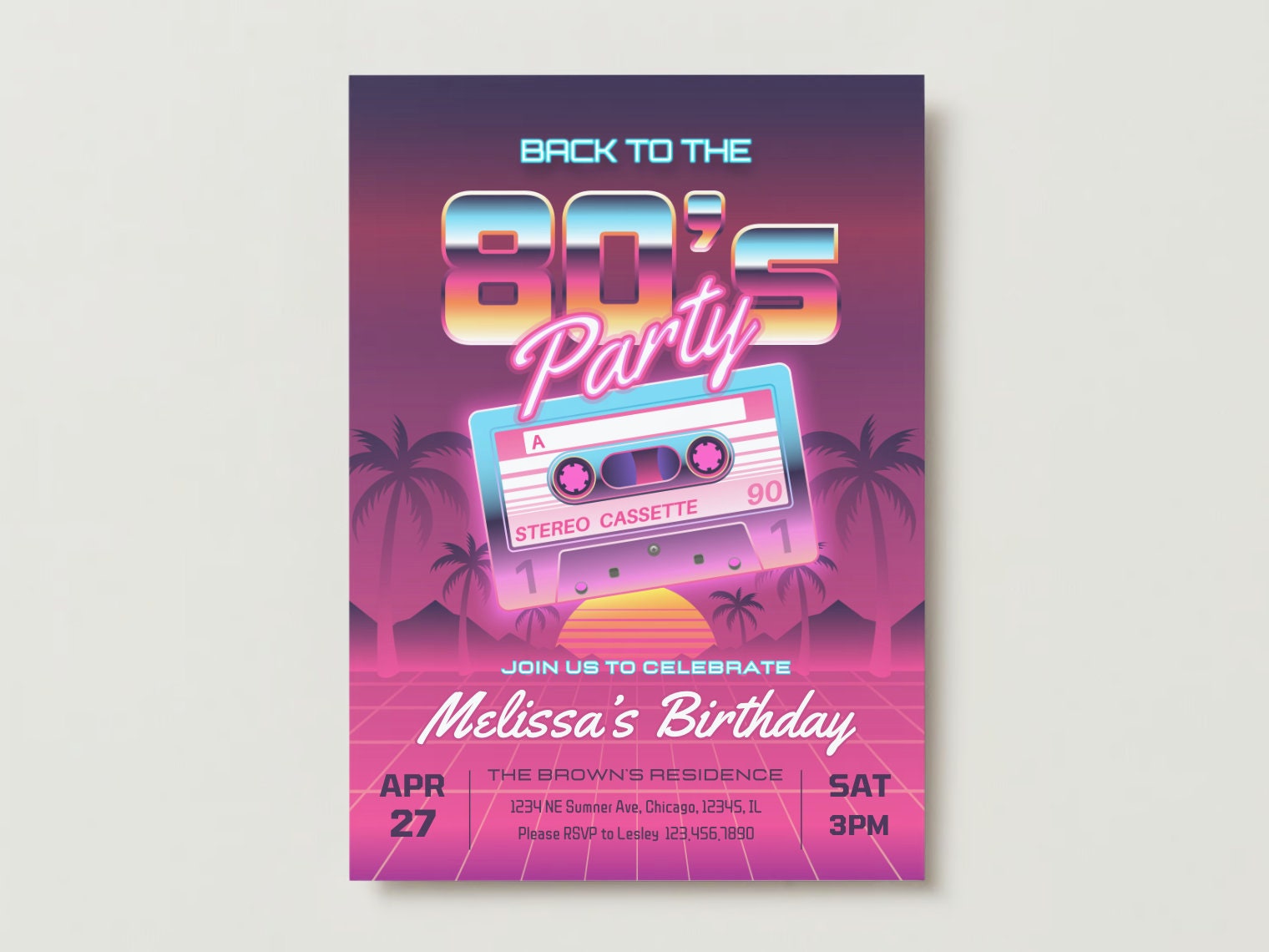 EDITABLE 80s Party Invitation Back to the 80s Throwback Party Birthday Invitation 80s Theme Birthday Instant Download