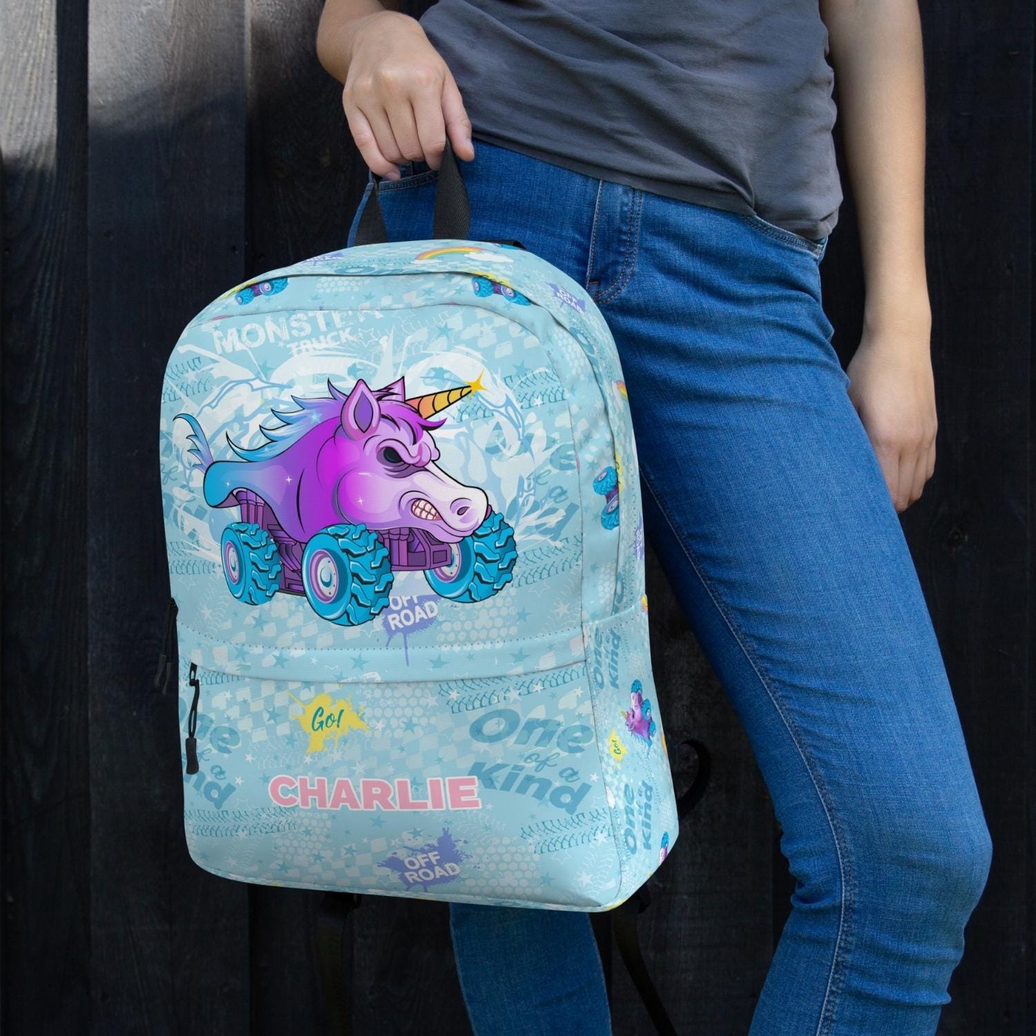 Custom Monster Trucks Backpack, Monster Jam Backpack, Monster Trucks Gift, School Backpack, Birthday Gift, Back to School Gift