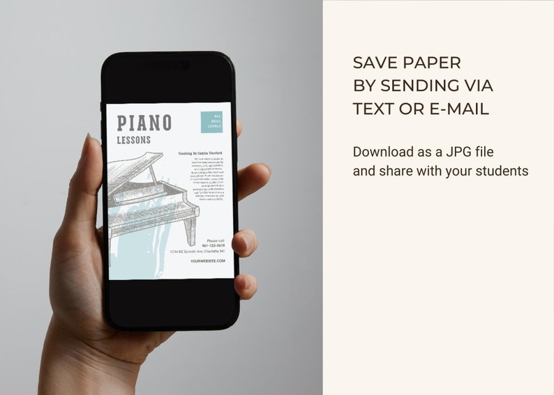 Music Lessons Send EDITABLE Piano Lessons Flyer, Piano Classes Open Enrollment Flyer ...