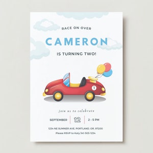 EDITABLE Race Car Birthday Invitation, Fast One, Two Fast Party Template, Instant Download