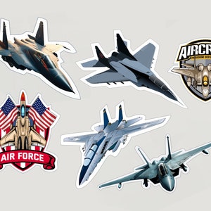 PRINTABLE Set of 24 Large Fighter Aircraft Cutouts, Combat Aircraft PNG, Air Force Birthday Decor, Fighter Jet Decorations, Instant Download