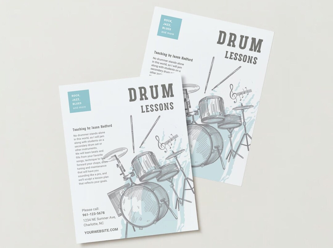 EDITABLE Drum Lessons Flyer Drum Classes Open Enrollment Etsy