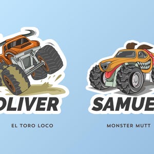 CUSTOM Name Monster Trucks Stickers, Personalized Durable Vinyl Kiss-Cut Stickers, Monster Jam Stickers image 5