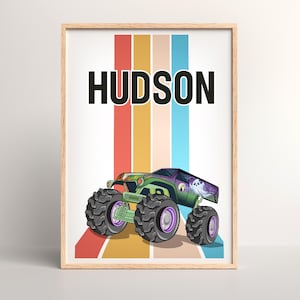 Individuell gestaltete Monstertrucks Poster, Kunstdruck, Monster Jam Drucke, Jungenzimmer Dekor, Sammelkarten, Sammlerstücke Gastgeschenke, über dem Bett Poster
