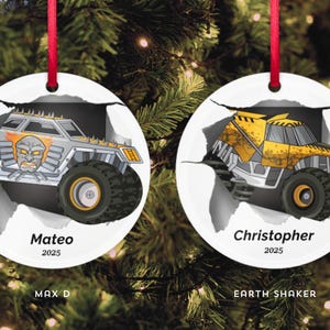 Custom Christmas Ornament, Monster Truck Christmas Tree Hanging Decor, Flat 2D Ornament Acrylic, Personalized Ornament, Monster Jam Ornament image 7