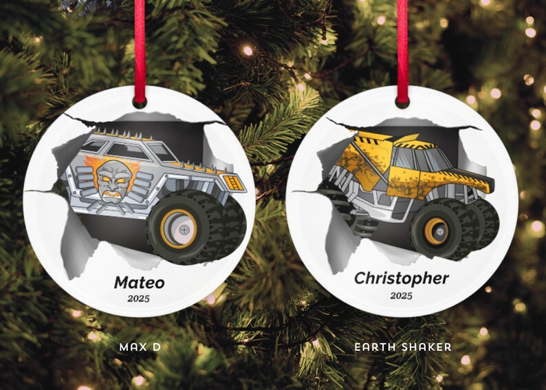 Custom Christmas Ornament, Monster Truck Christmas Tree Hanging Decor, Flat 2D Ornament Acrylic, Personalized Ornament, Monster Jam Ornament image 7