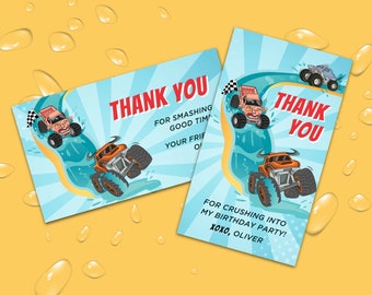 EDITABLE Monster Trucks Thank You Swing Tag Template, Pool Party, Monster Jam Favor Tag, El Toro Loco, Megalodon, Zombie, Instant Download