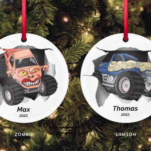 Custom Christmas Ornament, Monster Truck Christmas Tree Hanging Decor, Flat 2D Ornament Acrylic, Personalized Ornament, Monster Jam Ornament image 6