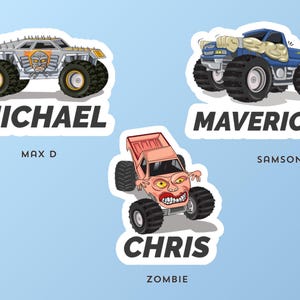 CUSTOM Name Monster Trucks Stickers, Personalized Durable Vinyl Kiss-Cut Stickers, Monster Jam Stickers image 8