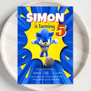 EDITABLE Sonic Birthday Invitation, Sonic Birthday Invitation, Sonic the Hedgehog Invite, Sonic Video Game Party Instant Download