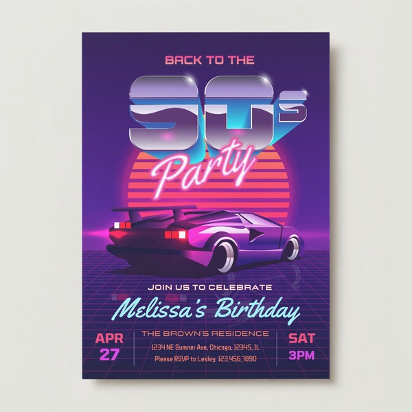 EDITABLE 90s Party Invitation, Back to the 90s, Throwback Party, Retro Party, Birthday Invitation, 90s Theme Birthday Instant Download