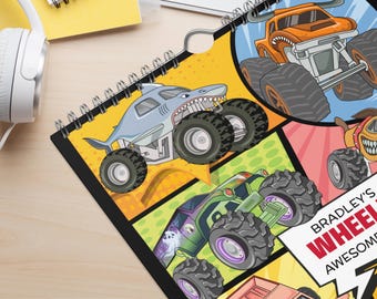 Aangepaste Monster Trucks 2026-kalender, 2026 Empowerment-kalender voor kinderen, gepersonaliseerde kalender voor kinderen, jongenskamerdecor, klaskalender
