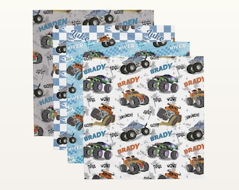 Custom Monster Trucks Fabric 100% Combed Cotton Prima, Personalized Fabric, Monster Trucks Quilting Fabric, Fabric Print by the Yard