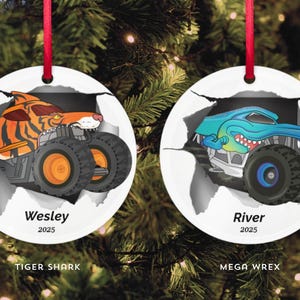 Custom Christmas Ornament, Monster Truck Christmas Tree Hanging Decor, Flat 2D Ornament Acrylic, Personalized Ornament, Monster Jam Ornament image 5